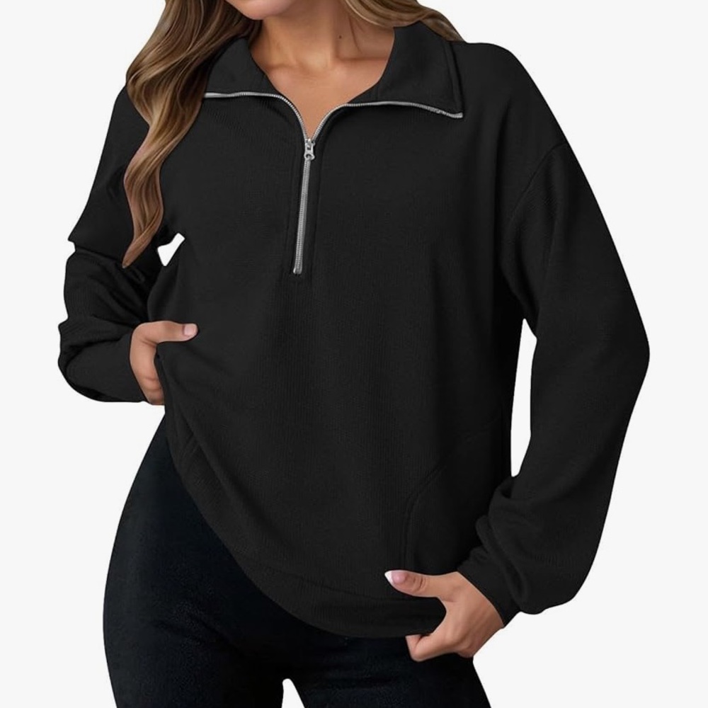 Chic Black Quarter-Zip Sweater